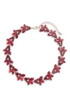 Knotty Crystal Statement Collar Necklace In Red/gold