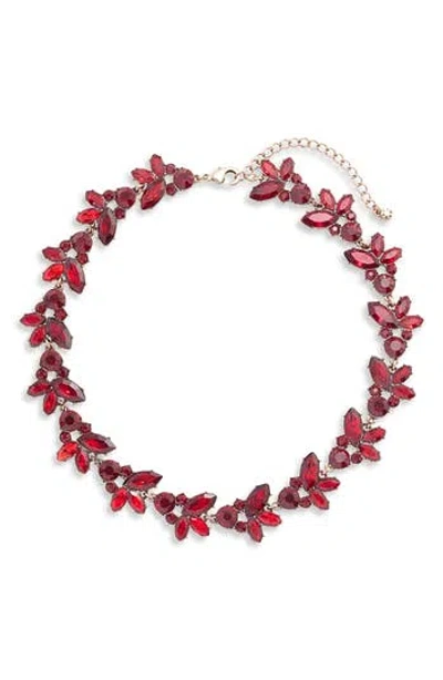 Knotty Crystal Statement Collar Necklace In Red