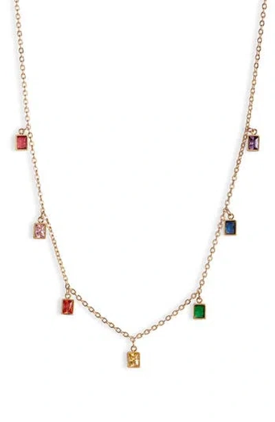 Knotty Delicate Charm Necklace In Gold/multi