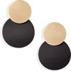 Knotty Double Disc Drop Earrings In Gold/black