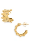 Knotty Embellished Cuff Huggie Hoop Earrings In Gold