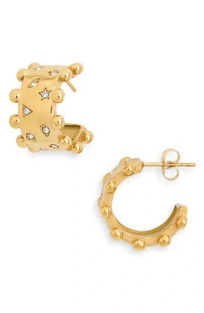 Knotty Embellished Cuff Huggie Hoop Earrings In Gold