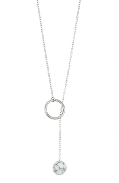 Knotty Lariat Necklace In Rhodium