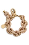 Knotty Leather Wrap Chain Bracelet In Gold/blush