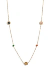 Knotty Roman Numeral Charm Necklace In Gold/multi