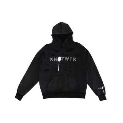 Knotwtr Men's Distressed Hoodie In Acid Wash In Blue