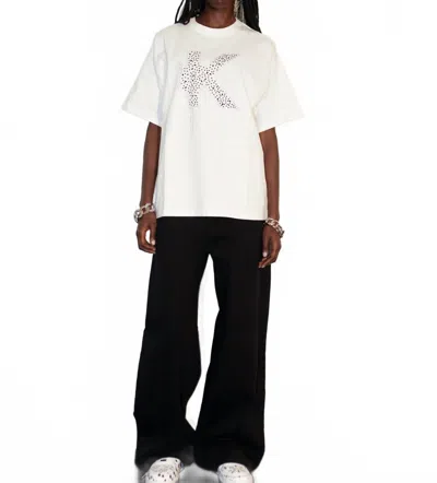 Knotwtr Rhinestone Short Sleeve K-shirt In White