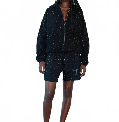 Knotwtr Rhinestone Zip-up Hoodie In Black