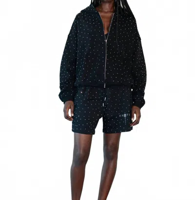 Knotwtr Rhinestone Zip-up Hoodie In Black