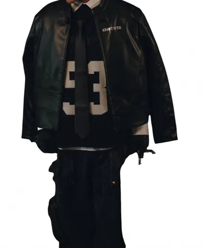 Knotwtr Unisex I'm Worth A Lot Leather Jacket In Black