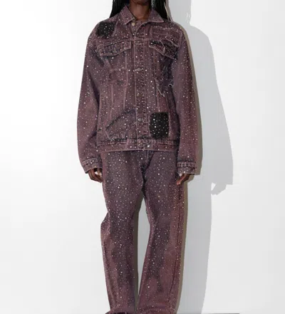 Knotwtr Unisex Rhinestone Denim Jacket In Purple