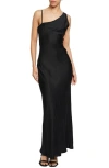 Know One Cares Asymmetric Bias Cut Maxi Dress In Black