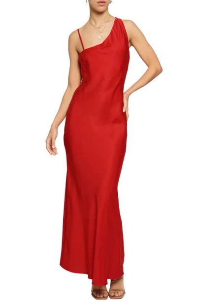 Know One Cares Asymmetric Bias Cut Maxi Dress In Red