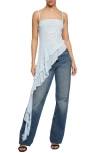 Know One Cares Asymmetric Mesh Camisole In Blue