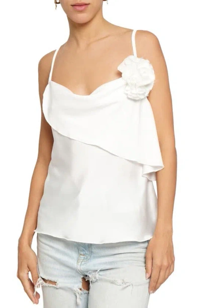 Know One Cares Asymmetric Rosette Camisole In Off White