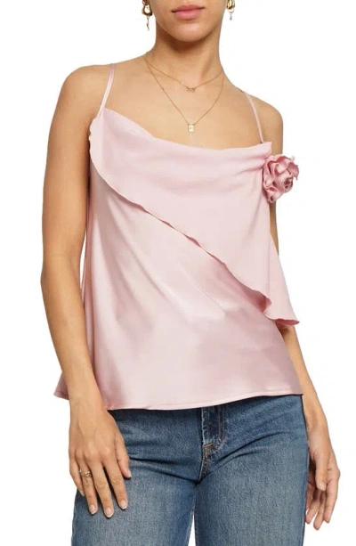 Know One Cares Asymmetric Rosette Camisole In Pink