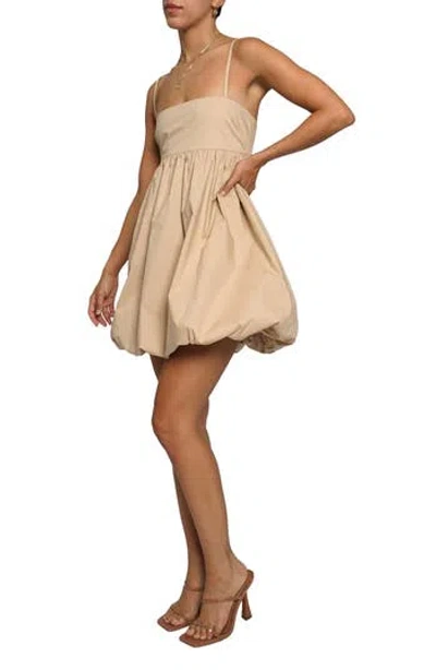 Know One Cares Bubble Hem Babydoll Minidress In Khaki