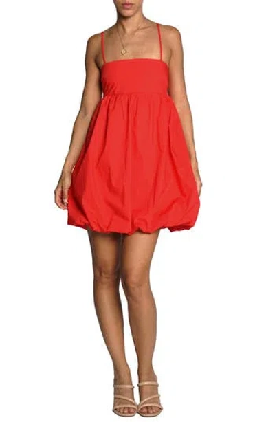 Know One Cares Bubble Hem Babydoll Minidress In Red