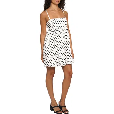Know One Cares Bubble Hem Spaghetti Strap Minidress In White/black