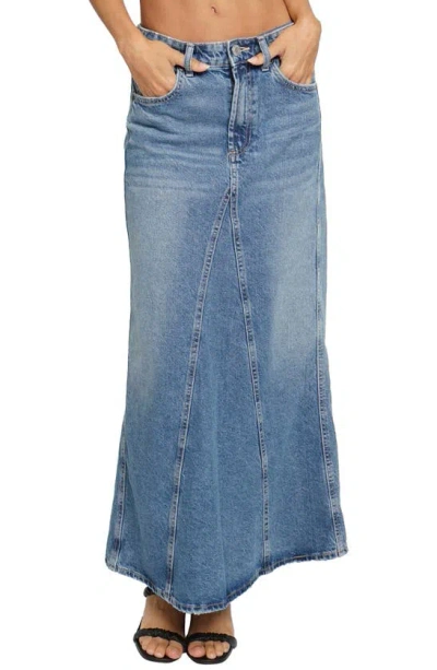 Know One Cares Fit & Flare Denim Maxi Skirt