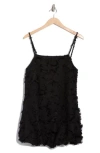 Know One Cares Fringed Brocade Bubble Hem Minidress In Black