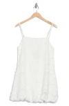 Know One Cares Fringed Brocade Bubble Hem Minidress In Cream