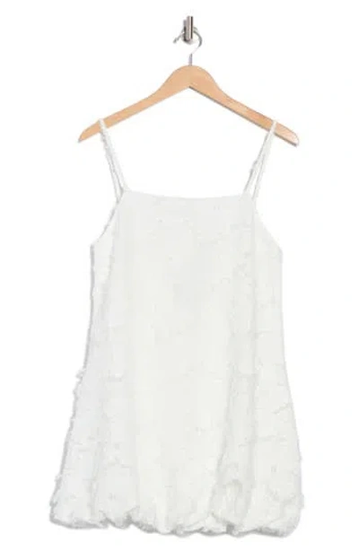 Know One Cares Fringed Brocade Bubble Hem Minidress In Cream