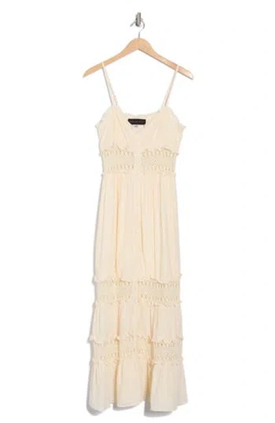 Know One Cares Inset Lace Gauze Maxi Dress In Cream