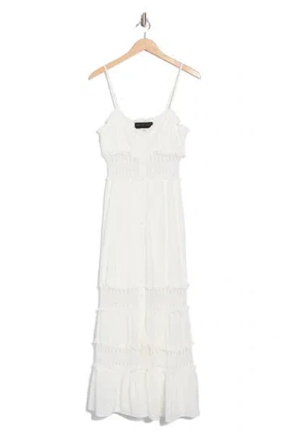 Know One Cares Inset Lace Gauze Maxi Dress In White