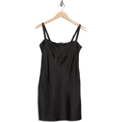 Know One Cares Lace Satin Minidress In Black