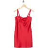 Know One Cares Lace Satin Minidress In Red
