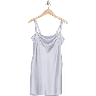 Know One Cares Lace Satin Minidress In Silver
