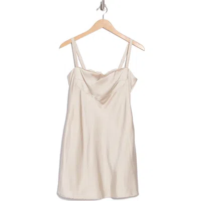 Know One Cares Lace Satin Minidress In Stone