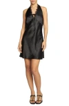 Know One Cares Lace Trim Satin Halter Slipdress