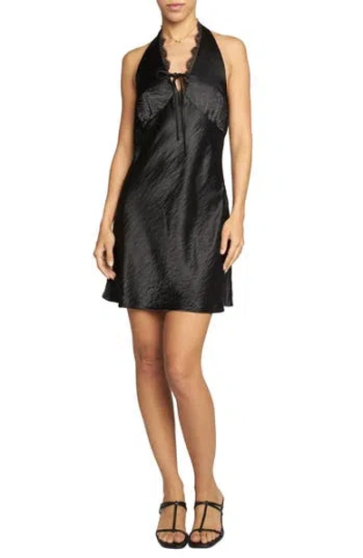 Know One Cares Lace Trim Satin Halter Slipdress