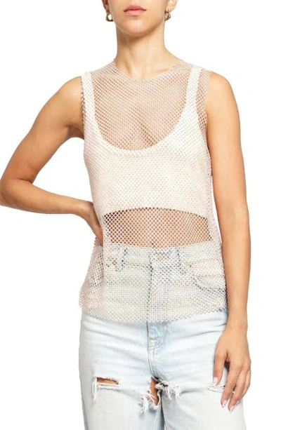 Know One Cares Mesh Tank In Nude