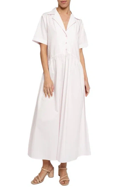 Know One Cares Notch Collar Midi Shirtdress In Pink