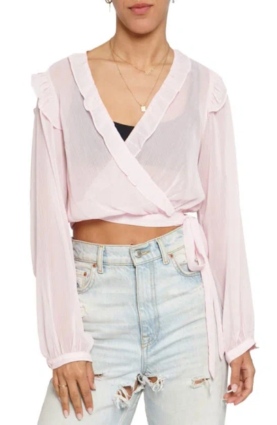 Know One Cares Ruffle Wrap Top In Light Pink