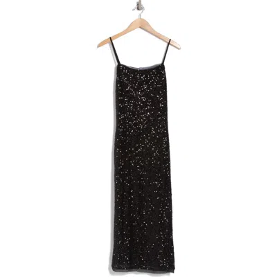 Know One Cares Sequin Bodycon Midi Dress In Black