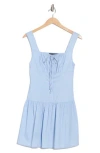 Know One Cares Sleeveless Poplin Dress In Light Blue