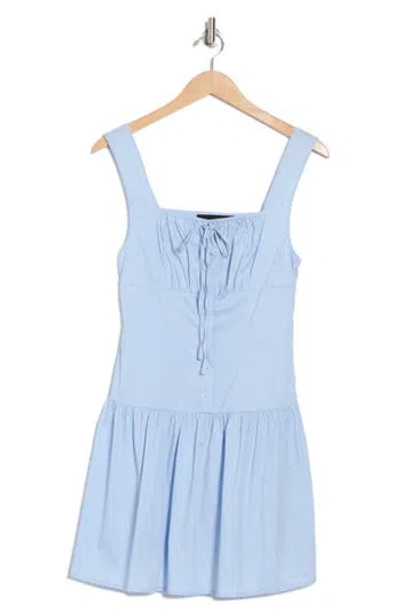 Know One Cares Sleeveless Poplin Dress In Light Blue