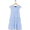 Know One Cares Sleeveless Ruffle Tiered Minidress In Blue