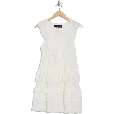 Know One Cares Sleeveless Ruffle Tiered Minidress In White