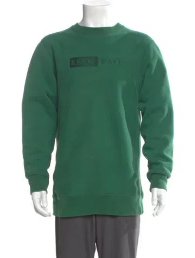 Pre-owned Know Wave Graphic Print Crew Neck Sweatshirt In Green