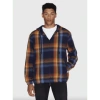 KNOWLEDGE COTTON APPAREL 1060038 CHECKED HOODIE TWILL ZIPPER JACKET BLUE CHECK
