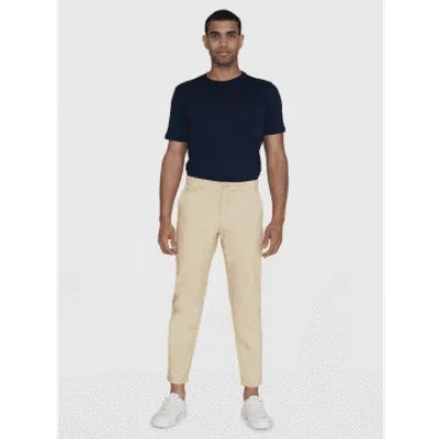 Knowledge Cotton Apparel Chuck Regular Twill Chino Trousers Light Feather Grey In Neutral