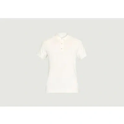 Knowledge Cotton Apparel Regular Short-sleeved Striped Knit Polo Shirt In White