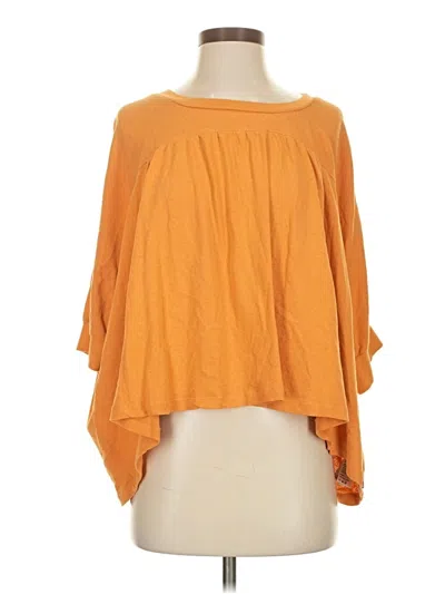 Pre-owned Known Supply 3/4 Sleeve Top Orange Cold Shoulder Neckline Tops