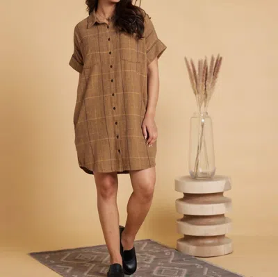 Known Supply Amaris Dress In Bronze Plaid In Multi