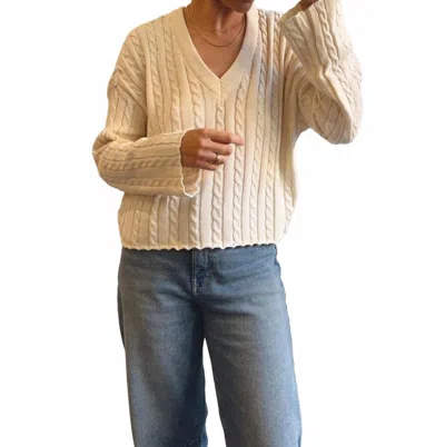 Known Supply Bizzy Cotton Sweater In Ivory In Neutral